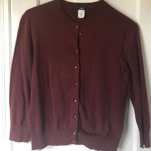 J. Crew Burgundy Cotton Cardigan